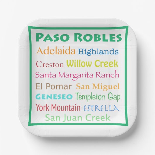 Paso Robles Bunt Pappteller (Vorderseite)