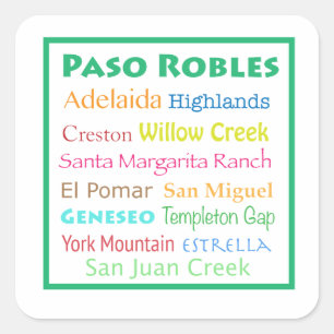 Paso Robles Bunt  Quadratischer Aufkleber