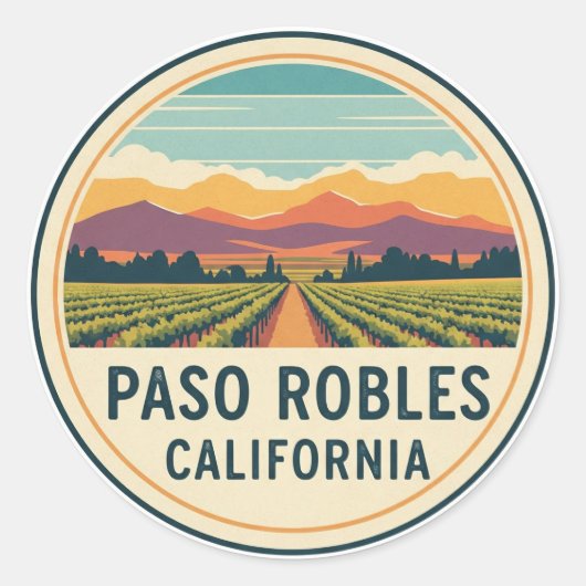Paso Robles California Central Coast Runder Aufkleber (Vorderseite)