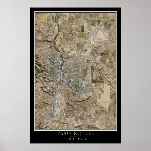 Paso Robles California Satellite Poster Karte (Vorne)