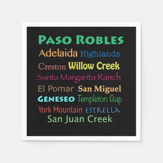Paso Robles Colorful Wine Napkins Serviette (Vorderseite)