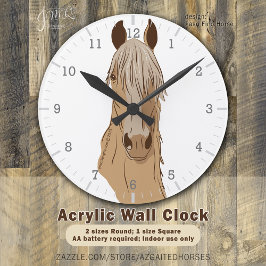 Pasofinos: Paso Horse Palomino Head Runde Wanduhr