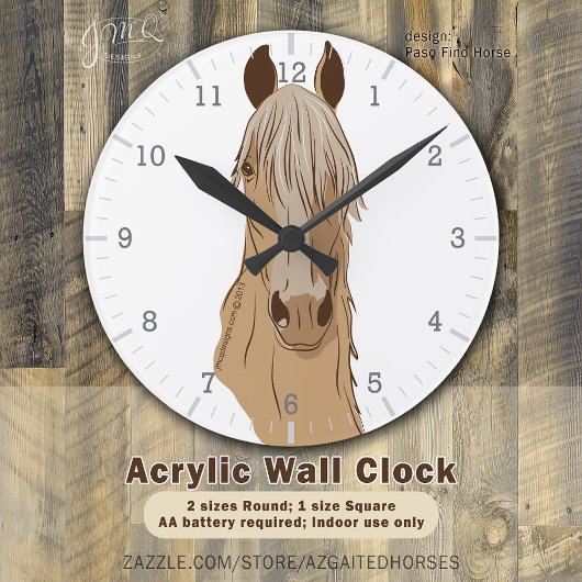 Pasofinos: Paso Horse Palomino Head Runde Wanduhr