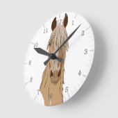 Pasofinos: Paso Horse Palomino Head Runde Wanduhr (Winkel)