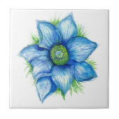 Pasque Blume in Blue Keramik Tile Fliese (Vorderseite)