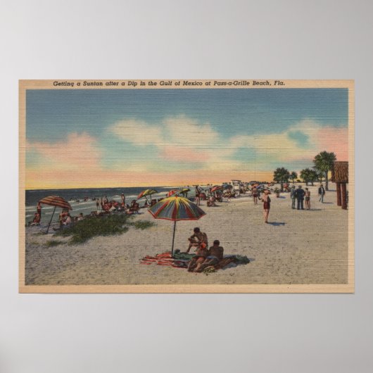 Pass-a-Grille Beach, Florida - Sonnenbader auf Poster (Vorne)
