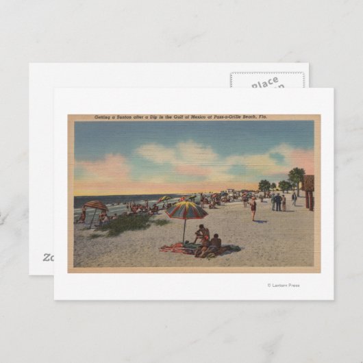 Pass-a-Grille Beach, Florida - Sonnenbader auf Postkarte (Vorne/Hinten)
