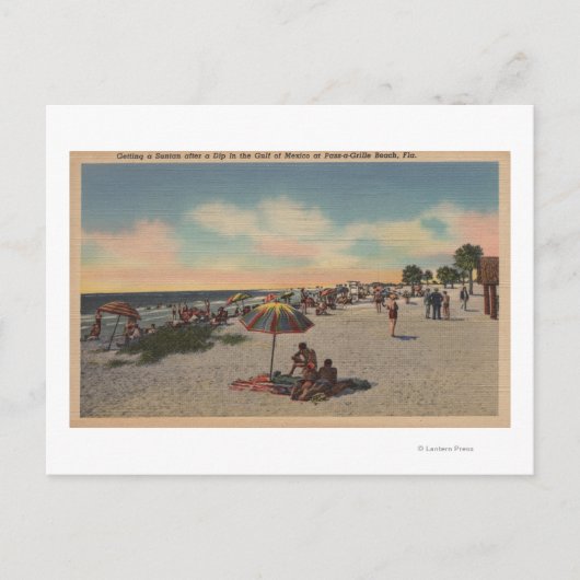 Pass-a-Grille Beach, Florida - Sonnenbader auf Postkarte (Vorderseite)