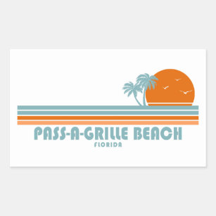 Pass-a-Grille Beach Florida Sun Palm Trees Rechteckiger Aufkleber