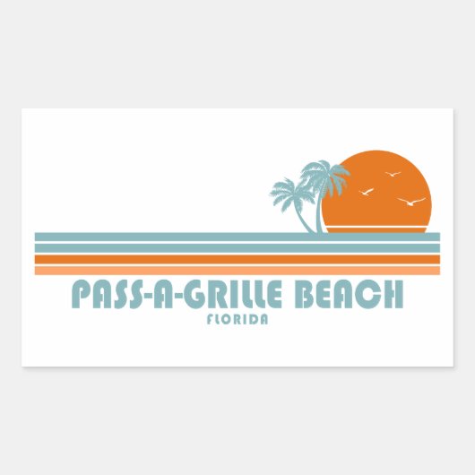 Pass-a-Grille Beach Florida Sun Palm Trees Rechteckiger Aufkleber (Vorderseite)