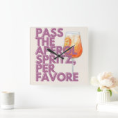 Pass auf Aperol Spritz Print | Italienischer Cockt Quadratische Wanduhr (Zuhause)