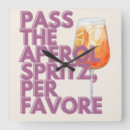 Pass auf Aperol Spritz Print | Italienischer Cockt Quadratische Wanduhr
