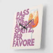 Pass auf Aperol Spritz Print | Italienischer Cockt Quadratische Wanduhr (Winkel)