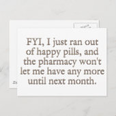 Pass auf, dass mir gerade meine monatlichen Glücks Postkarte (Vorne/Hinten)