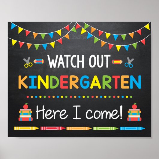 Pass auf den Kindergarten auf, ich komme, Chalkboa Poster (Vorne)