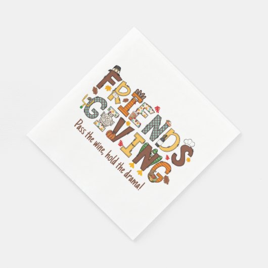 Pass auf den Wein halten Drama Friendsgiving Serviette (Ecke)