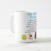 Pass auf dich selbst auf kaffeetasse (Vorderseite Links)