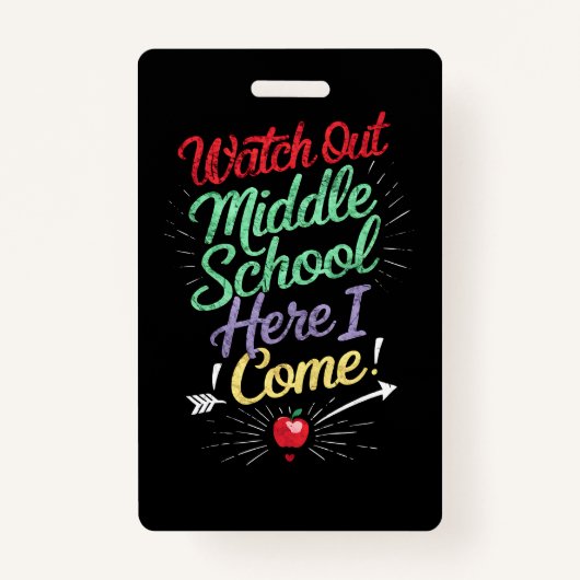 Pass auf die Mittelschule auf, ich komme zur Schul Ausweis (Vorderseite)