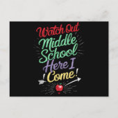 Pass auf die Mittelschule auf, ich komme zur Schul Postkarte (Vorderseite)