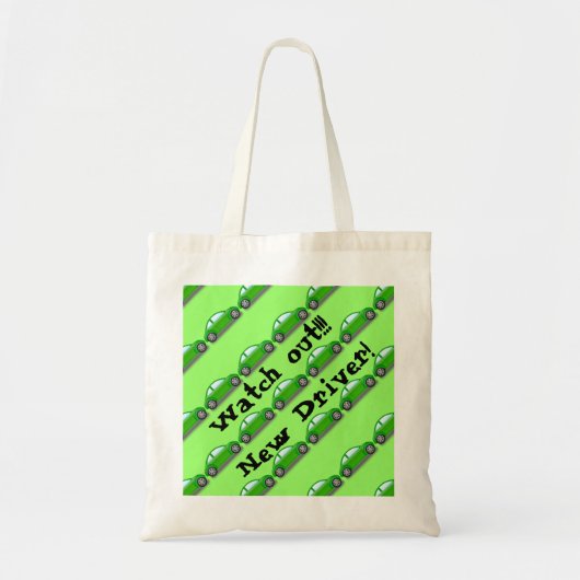 Pass auf! Neuer Treiber! Green Car Tote Bag Tragetasche (Vorne)