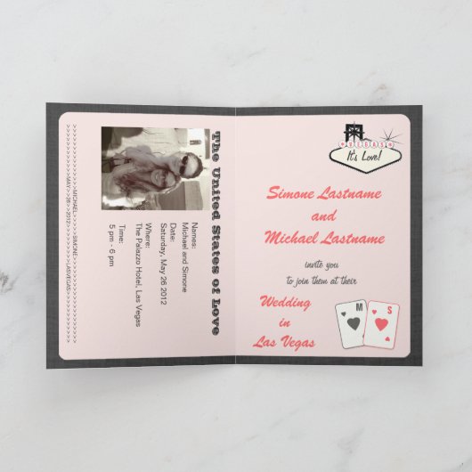 Pass Einladung oder Save the Date LAS VEGAS (Innenseite)