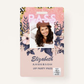 PASS Foto ID - Girly Blume Glitzer Trending Ausweis (Vorderseite)