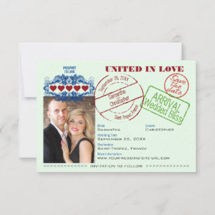 Pass für Liebe Spaß Hochzeit in Urlaubsort Grün Save The Date