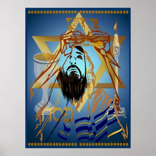 Pass Over Collage Blue Print Poster (Vorne)