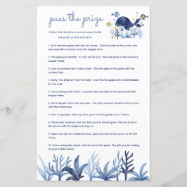 Pass Prize Baby Shower Game Under Sea Whale