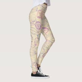 Pass-Reise-Briefmarken-Muster Leggings