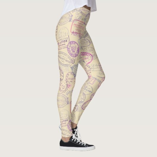 Pass-Reise-Briefmarken-Muster Leggings (Rechts)