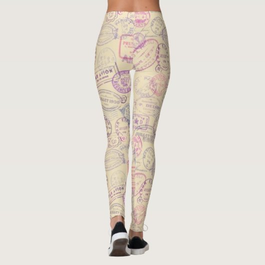 Pass-Reise-Briefmarken-Muster Leggings (Rückseite)