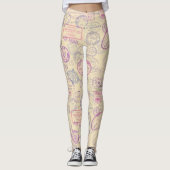 Pass-Reise-Briefmarken-Muster Leggings (Vorderseite)