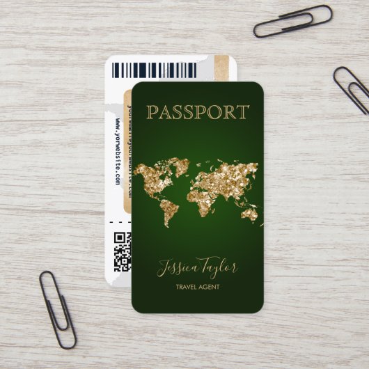 Pass Reisen Makeup World Map Boarding Pass Visitenkarte (Vorderseite/Rückseite Beispiel)