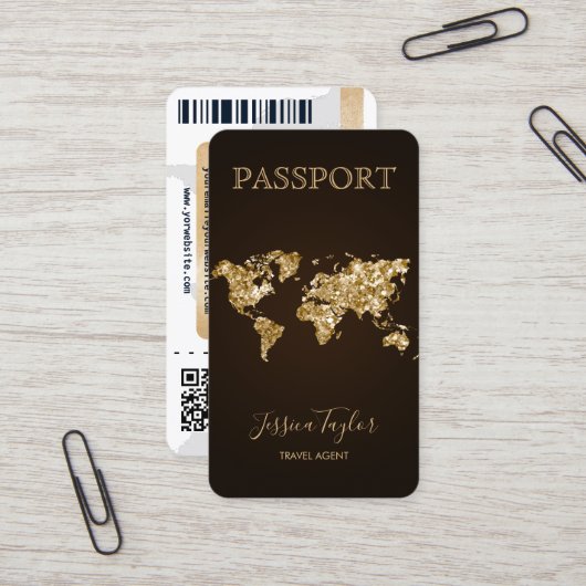 Pass Reisen Makeup World Map Boarding Pass Visitenkarte (Vorderseite/Rückseite Beispiel)