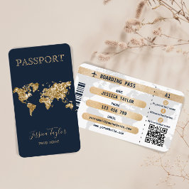 Pass Reisen Makeup World Map Boarding Pass Visitenkarte