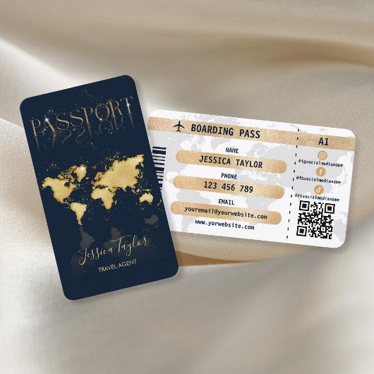 Pass Reisen Makeup World Map Boarding Pass Visitenkarte