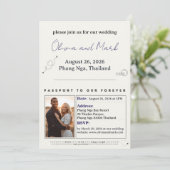 Pass RSVP Card - Navy & Gold | Zielort Einladung (Stehend Vorderseite)