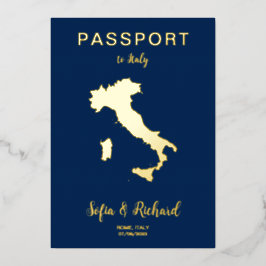 Pass Wedding Destination Gold Foil Italien Karte