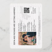 Pass Wedding Destination Gold Foil QR Code Folieneinladung (Rückseite)