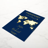 Pass Wedding Destination Gold Foil Weltkarte Folieneinladung (Gedreht)