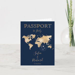Pass Wedding Destination Gold Weltkarte Einladung
