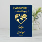 Pass Wedding Destination World Map QR Code Folieneinladung (Stehend vorne)