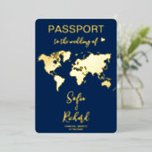 Pass Wedding Destination World Map QR Code Folieneinladung (Stehend vorne)