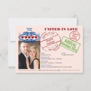 Pass zur Liebe Niedlich Spaß Hochzeit in Urlaubsor Save The Date
