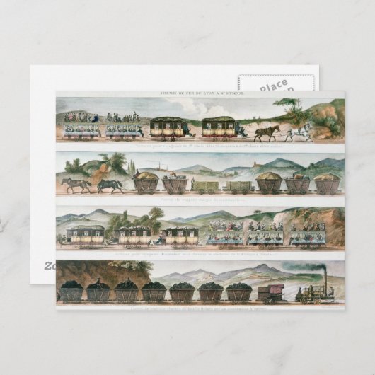 Passagiere und Fracht der ersten französischen Lin Postkarte (Vorne/Hinten)