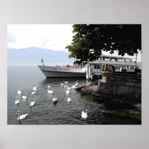 Passagierfähre in Vevey Poster