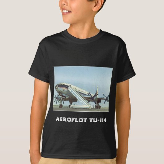PASSAGIERFLUGZEUG Aeroflots Tu 114 T-Shirt (Vorderseite)