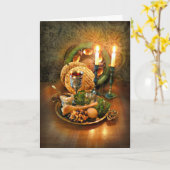 Passahfest Seder Tabelle, Wein u. Matzah Karte (Gelbe Blume)