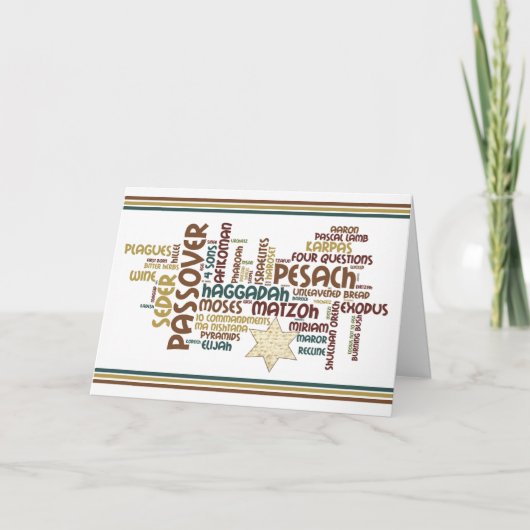 Passahfest-Wörter und Matzah-Stern Karte (Vorderseite)